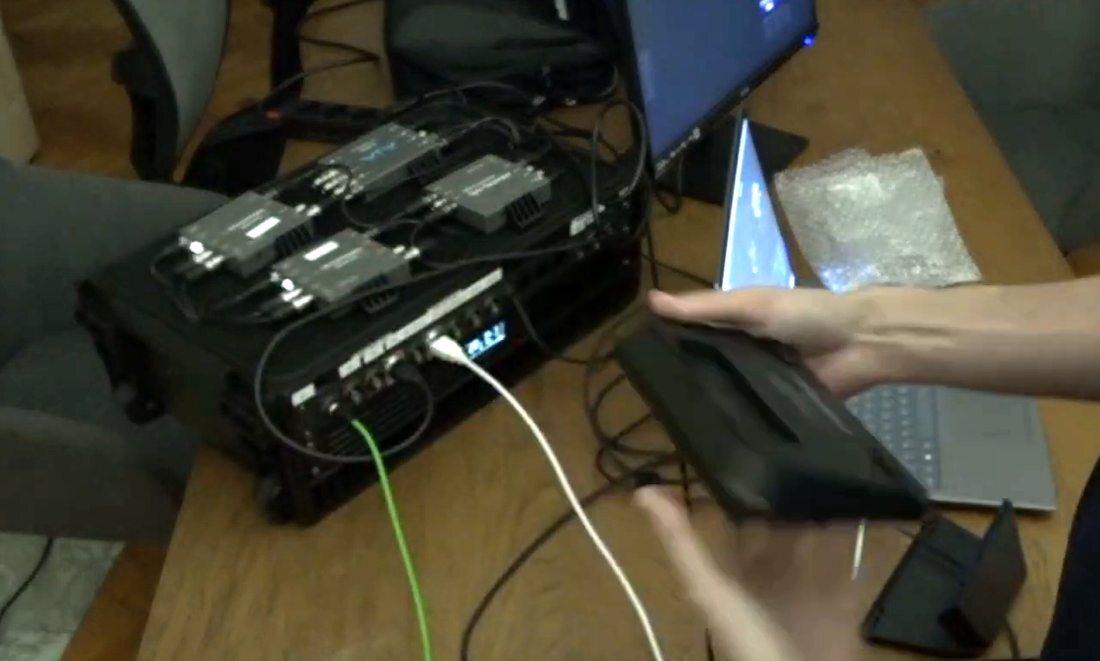 Stream Deck USB-C cable being routed into the back of the rack
