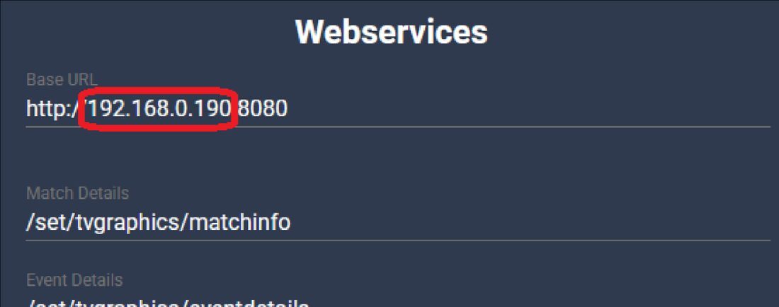 Webservices panel showing the Base URL field