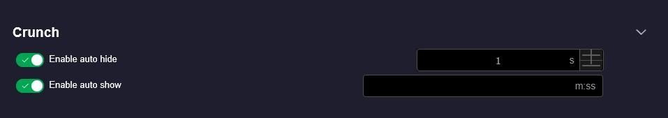 Crunch panel with auto hide and auto show toggles